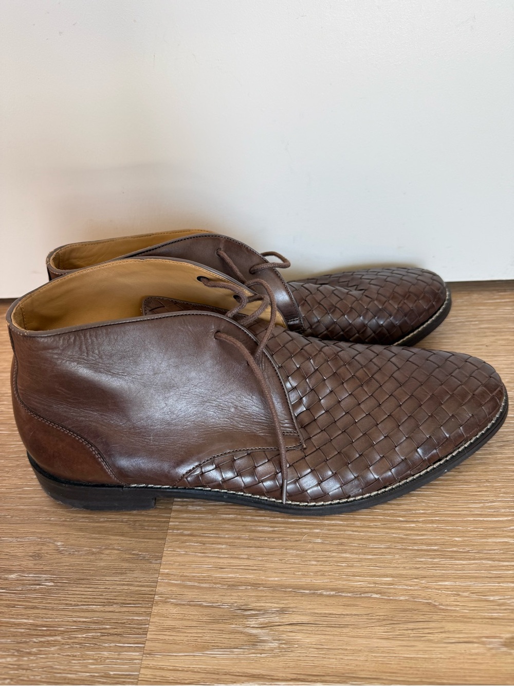 Cole Haan Brown Woven Leather Chukka Boots